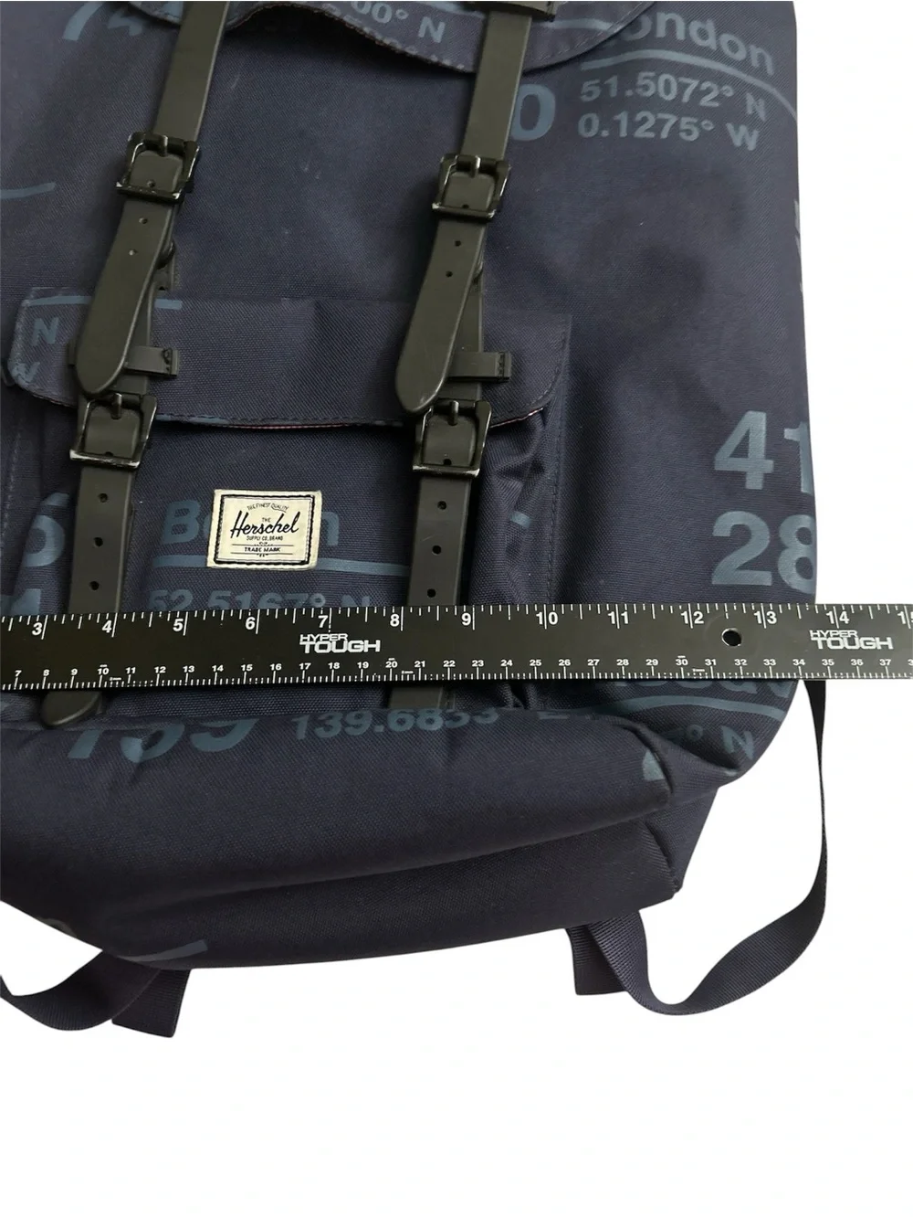 Herschel Supply Company Navy Coordinate-Print Canvas Backpack with Black Straps